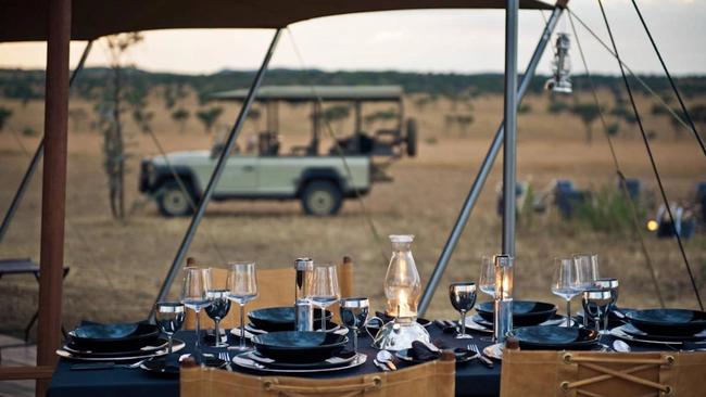 Afternoon cocktails at Singita Explore Safari in Serengeti.