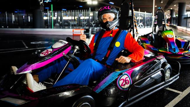 Jimmy Nicholson dressed as Super Mario .... in a cart. Picture: Supplied