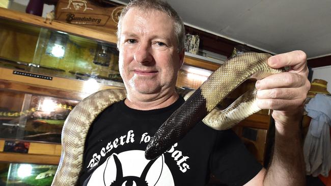 Kelso resident Phillip England is a breeder and keeper of a range of reptiles and amphibians but also is proud to be an animal rescue volunteer and over the years has nursed back to health bats, possums, wallabies, native birds, frogs and turtles. PICTURE: MATT TAYLOR.