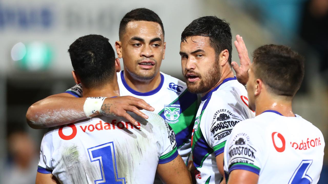 Ken Maumalo of the Warriors celebrates during the win over the Titans