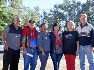 IN HARMONY: South West Indigenous Corporation members Barry Boland, Ronnie Waters, Diana Weribone, Jennie Waters, Tracey Campbell, Max Webster at the site of the new Harmony Centre. Picture: Ellen Ransley