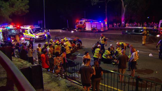 The horrifying crash in Sydney’s south which killed two women on Henry Lawson Drive in Peakhurst in March. Credit: Active Media Images