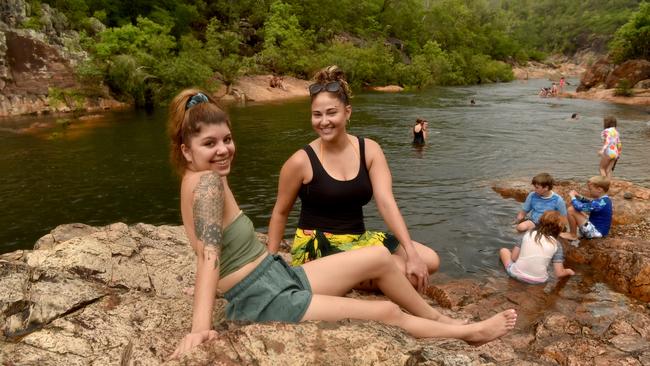 Visitors like Anneleise Nogar and Shanade Muller will enjoy being able to extend their Alligator Creek stays with the return of camping next year. Picture: Evan Morgan