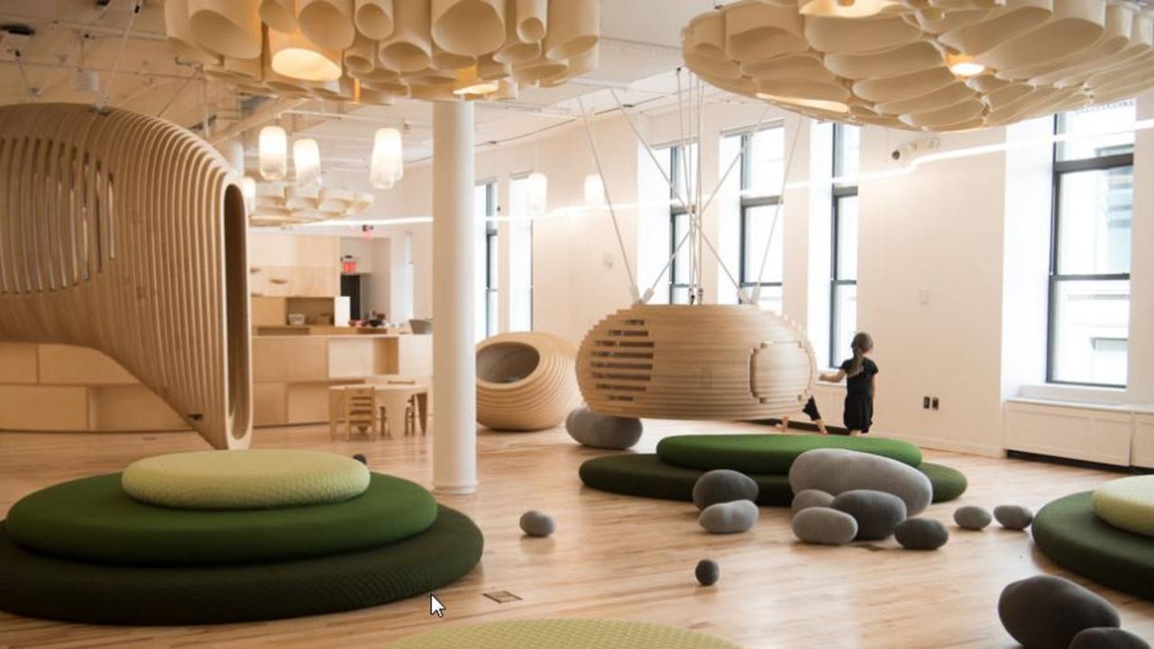 WeGrow’s classroom, a “field of super-elliptical objects forming a learning landscape that’s dense and rational — yet free and fluid.”