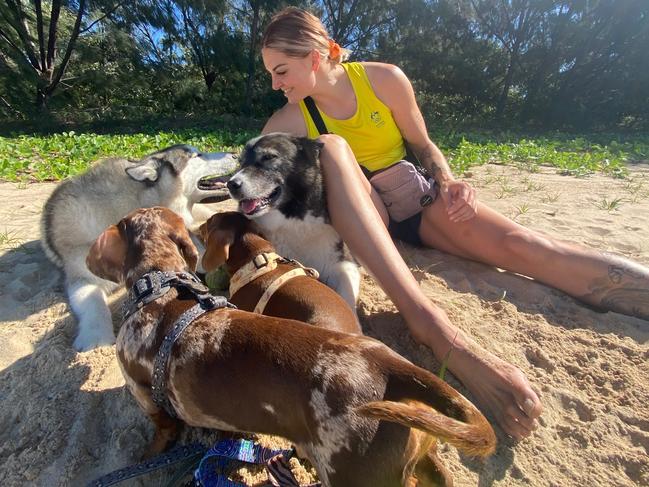 Cayla George says she'll miss her four dogs while on her Las Vegas adventure. Picture: Supplied/Cayla George