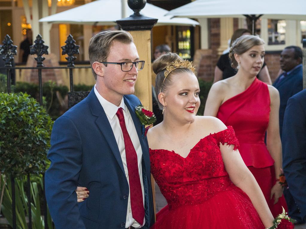 Graduate Caitlin Lang and partner Isaac Williams at Mary MacKillop Catholic College inaugural formal at Cafe Valeta, Thursday, November 19, 2020. Picture: Kevin Farmer