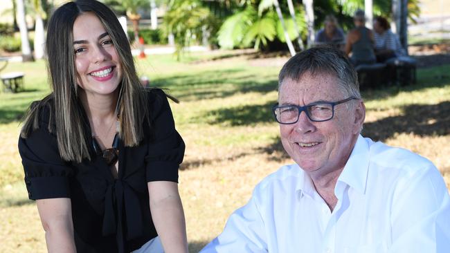 Territory Alliance’s youngest cadidate, Rebecca Jennings, who is contesting Fannie Bay, pictured with party leader Terry Mills. Picture: Katrina Bridgeford