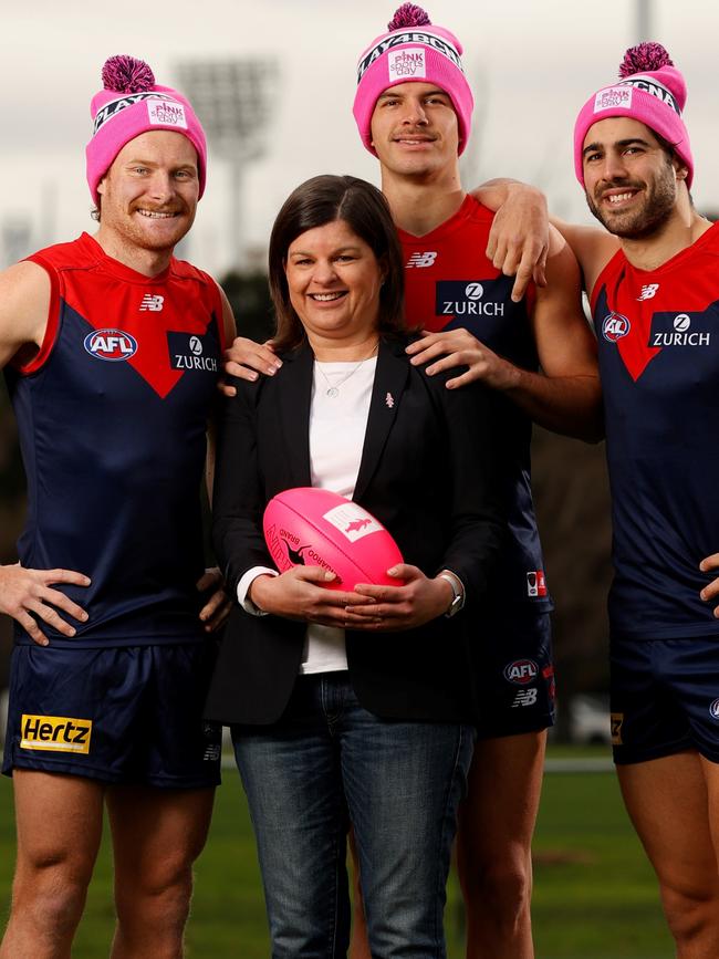 Oskar Baker, Trudy Rosman, Fraser Rosman and Christian Petracca. Picture: Michael Willson/AFL Photos