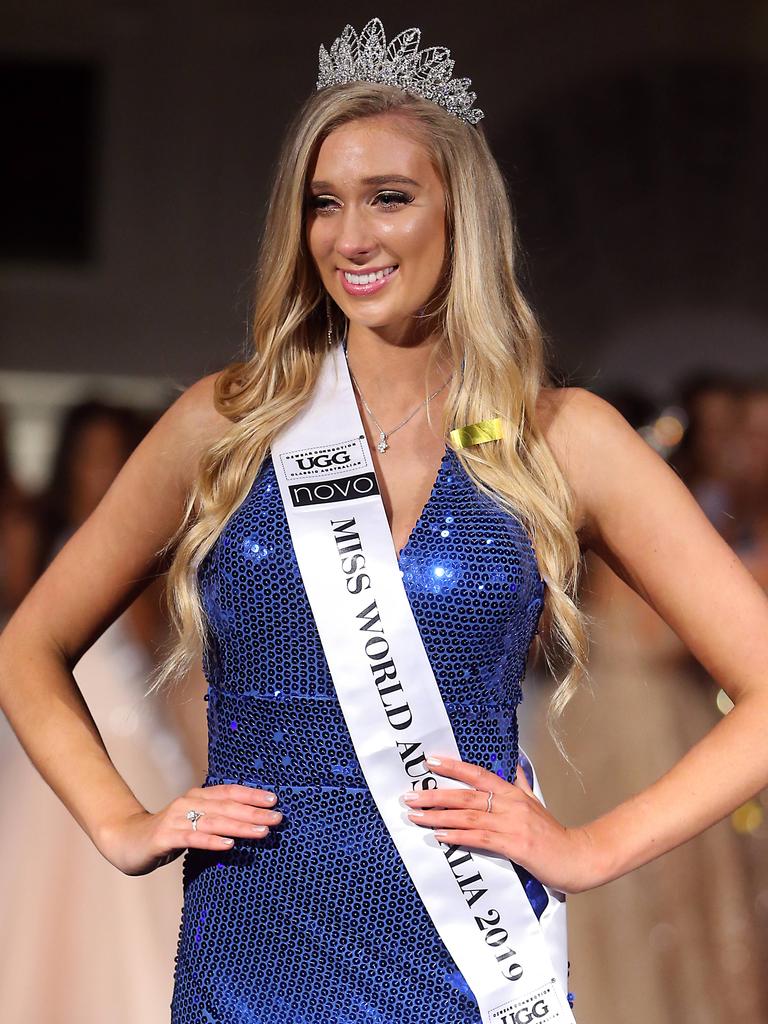 Miss World Australia Sarah Marschke at the crowning at Palazzo Versace, Gold Coast. Picture: Richard Gosling/AAP