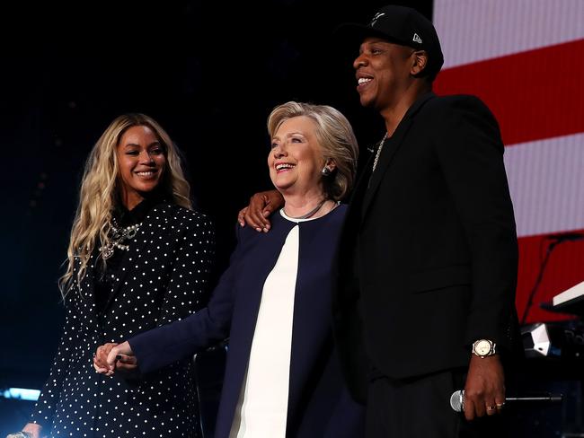 Jay Z and Beyonce are some of the big celebs who are supporting Clinton. Picture: Justin Sullivan/Getty Images/AFP