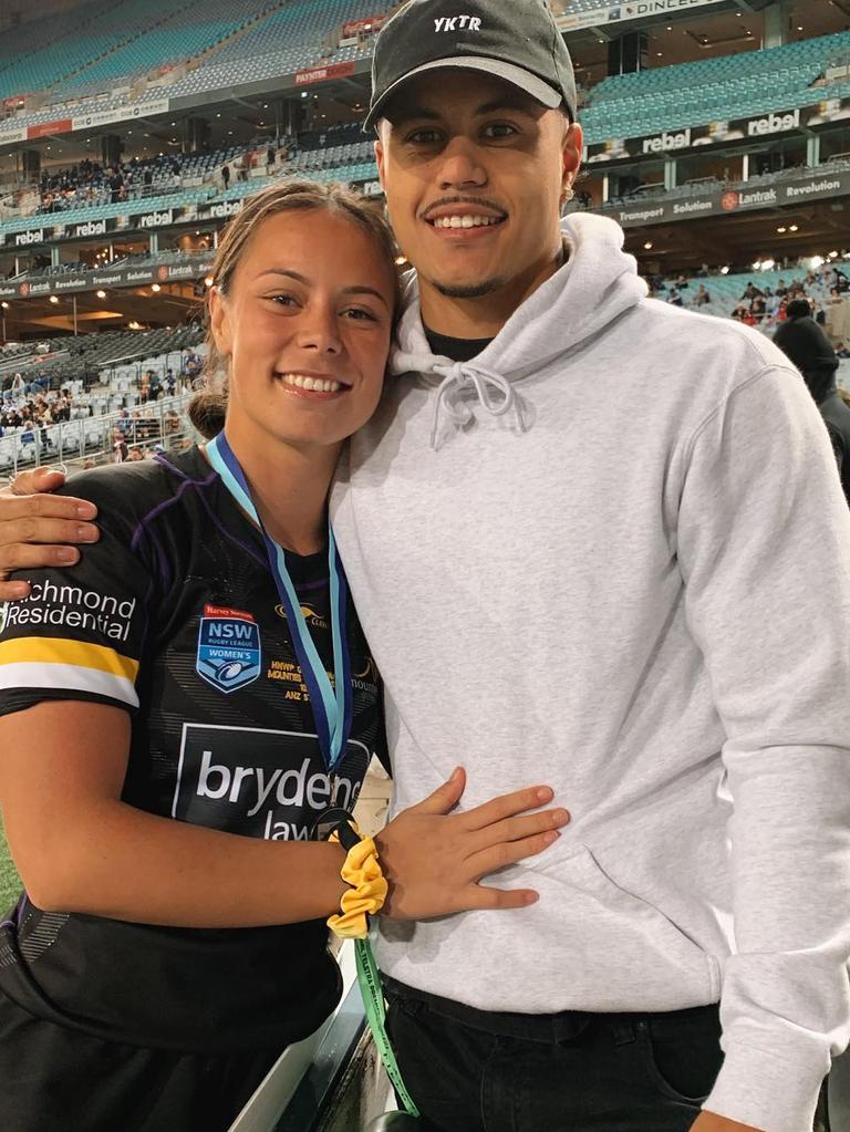 Parramatta Eels winger Haze Dunster and St George Illawarra Dragons NRLW star Talia Fuimaono. Photo; Instagram