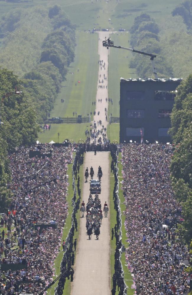 Crowds line The Long Walk at Windsor. Picture: Steve Parsons/pool photo via AP.