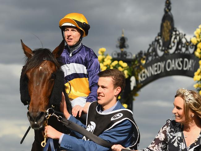 Lane brings bonny mare Aristia back in after her Oaks win.