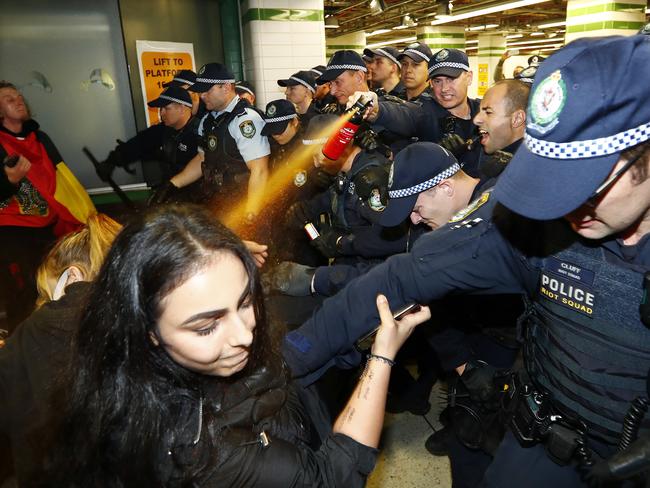 Black Lives Matter protest at Town Hall in Sydney. Picture: Sam Ruttyn