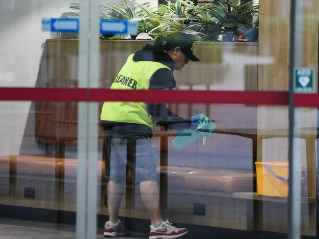 Cleaners inside Fitness First George Street Platinum gym. Picture: Gaye Gerard