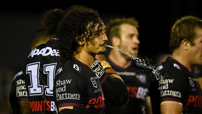 Morgan Harper had an unhappy night against the Sharks. Picture: NRL PHOTOS