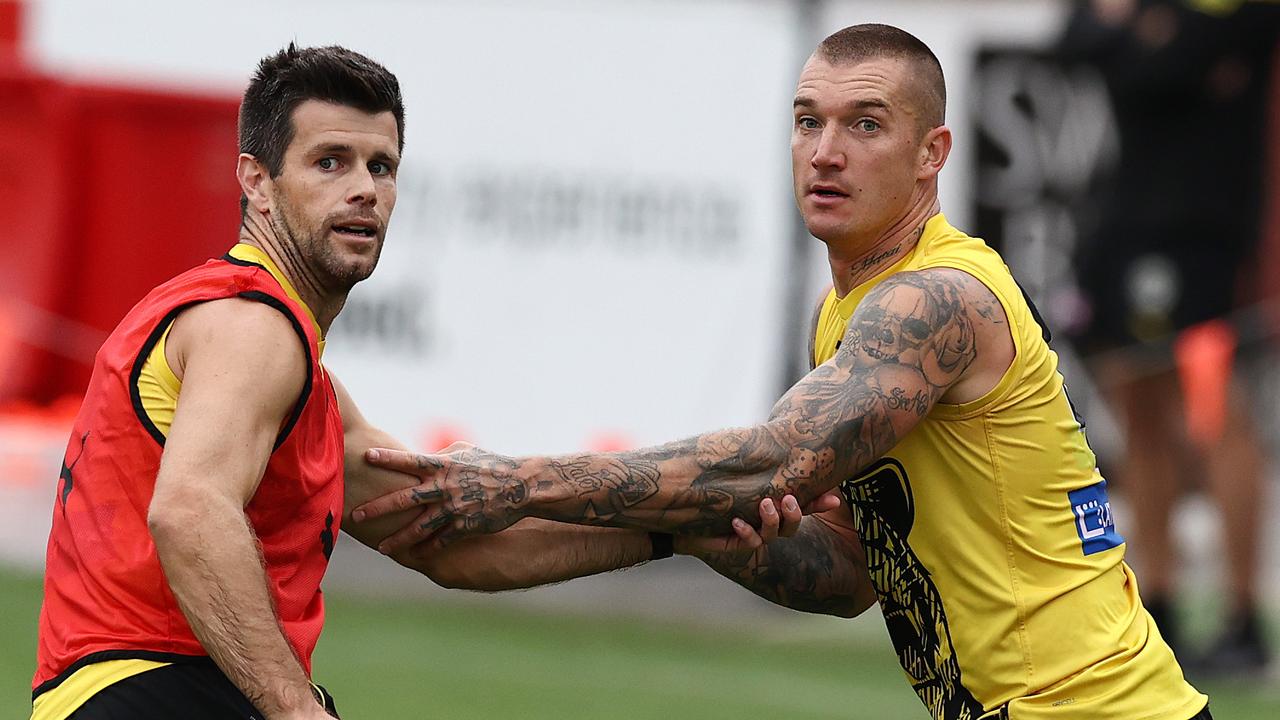 Cotchin and Martin at Richmond training in early 2023. Photo: Michael Klein