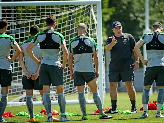 Ange Postecoglou gets his point across to his players.