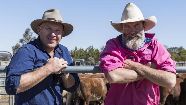 Matt Moran and Boorowa farmer Charlie Arnott. Picture: Dylan Robinson