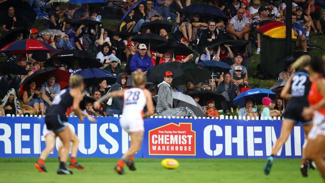 Fans came prepared for the bad weather. Picture: Getty