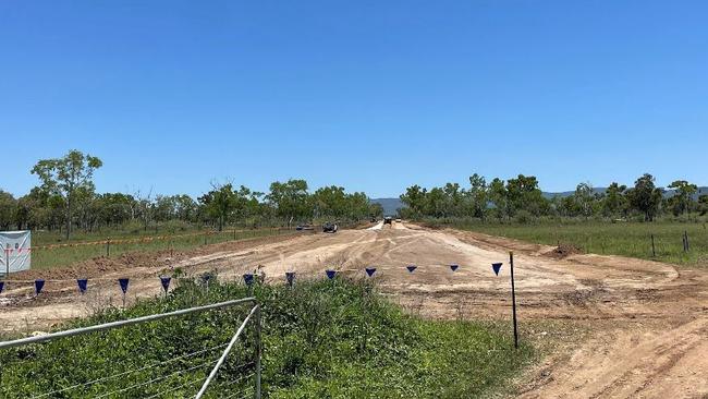 A view of the access road construction looking north towards Jones Rd from QPM's northern boundary.