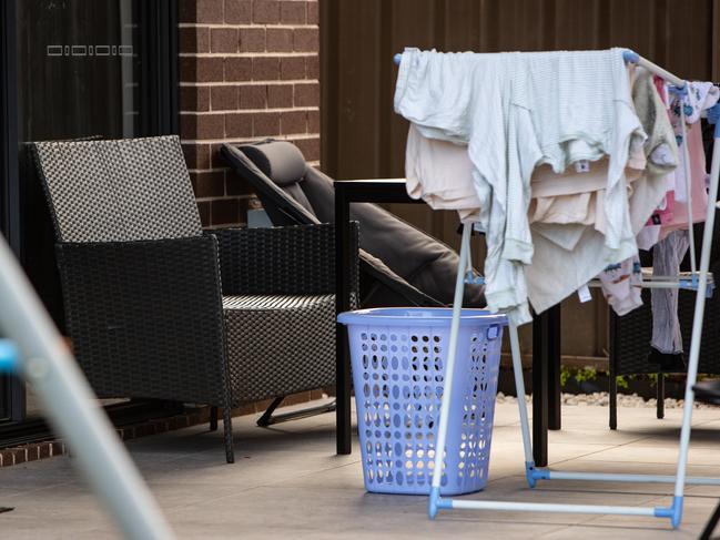 The naked baby was left in this wicker chair in the backyard. Picture: Julian Andrews