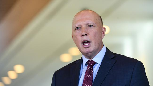 Defence Minister Peter Dutton says it would be ‘inconceivable’ that Australia would not fight with the US if a war breaks out over Taiwan. Picture: AAP