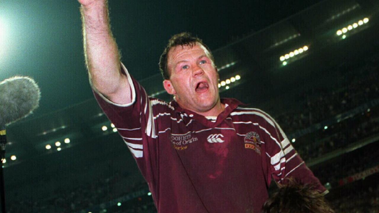 Captain Trevor Gillmeister chaired off the field after Maroon's victory NSW vs Qld at MCG during 1995 State of Origin.