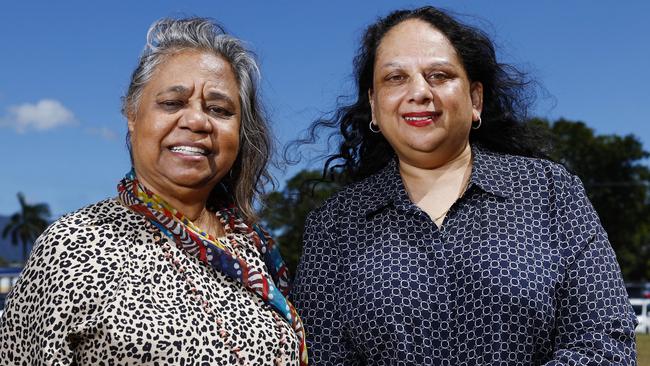 Indigenous elder Henrietta Marrie stands with Cairns Health and Hinterland Health Service (CHHHS) CEO Leena Singh on the site of the Dugurrdja Precinct. Picture: Brendan Radke