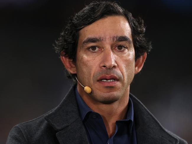 SYDNEY, AUSTRALIA - SEPTEMBER 16:  Channel 9 commentator and former player Johnathan Thurston is seen before the NRL Semi Final match between the Parramatta Eels and the Canberra Raiders at CommBank Stadium on September 16, 2022 in Sydney, Australia. (Photo by Mark Kolbe/Getty Images)