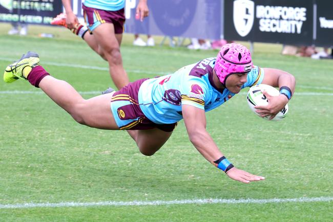 Joseph Tupuse scores a try for Keebra Park - Photo Steve Pohlner