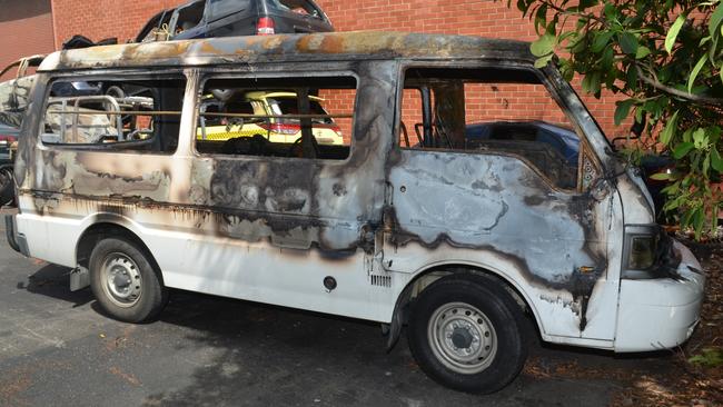 The van used in a drive-by shooting was torched afterwards. Picture: Victoria Police