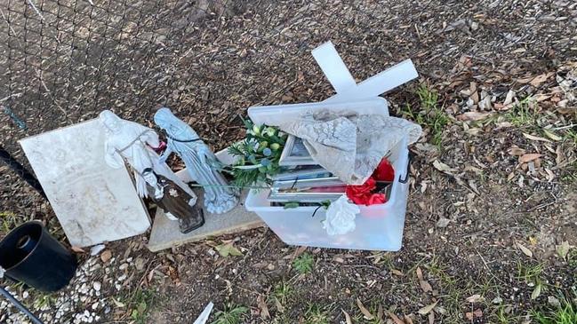 The families of four young children killed in a horrific car crash have suffered another blow, after the memorial site in Oatlands was damaged. Pictures: Supplied