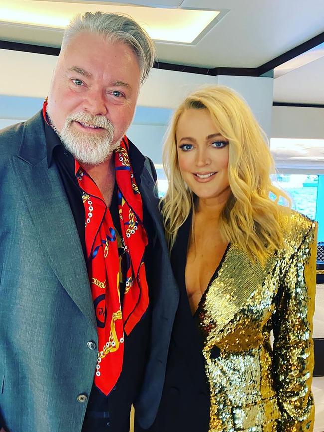 Kyle Sandilands and Jackie O celebrating on Sydney Harbour. Source: Instagram