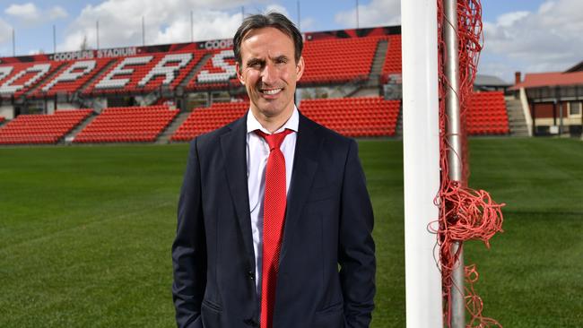 Aurelio Vidmar at Coopers Stadium, Hindmarsh on Wednesday. Picture: AAP Image/David Mariuz