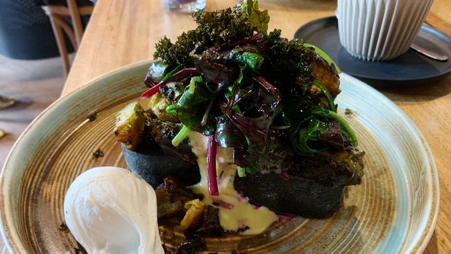 Brussels sprouts on black ciabatta at Fred Eatery, Aldgate