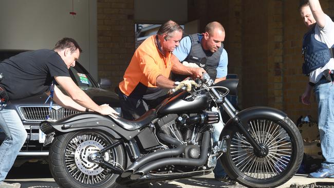 Police seized a motorbike from a property in Lyndhurst during the March 21 raids. Picture: Nicole Garmston