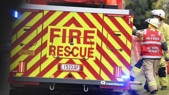 Fireys attend a house fire in Toowoomba, fire and rescue sign generic, QFES, Friday, June 23, 2023. Picture: Kevin Farmer