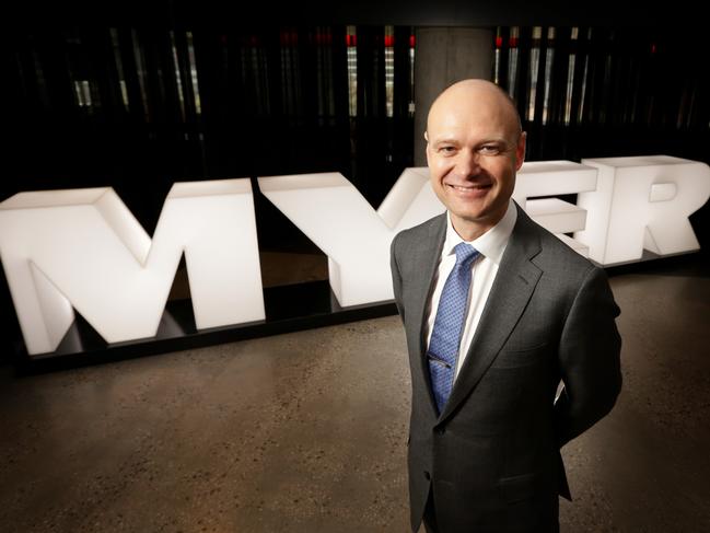 Myer CEO Richard Umbers announces a new strategy in there Melbourne head office.