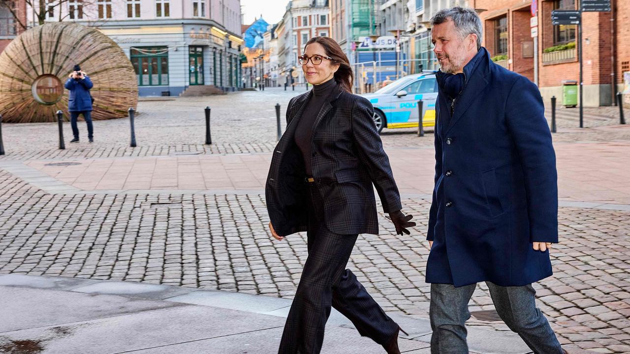 Crown Prince Frederik of Denmark and Crown Princess Mary of Denmark arrive for High Mass at Aarhus Cathedral. Picture: Mikkel Berg Pedersen / Ritzau Scanpix / AFP