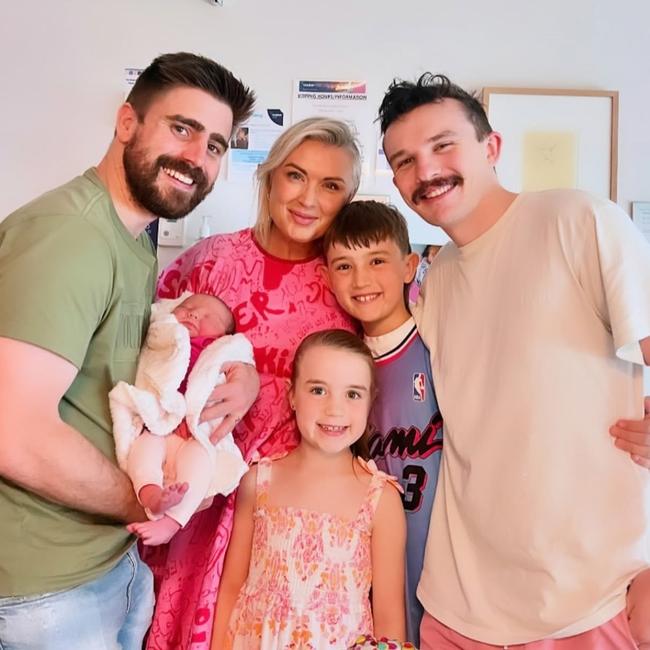 Matty Acton with his wife Esther, children Ethan, 22, Xander, 10 and Eden, 7 and newborn granddaughter Illyria. Photo: Instagram.