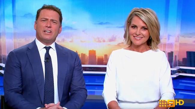 Stefanovic and Gardner are now forced to remain in an all-smiles agreement despite his private comments now being public. (Pic: Channel 9)