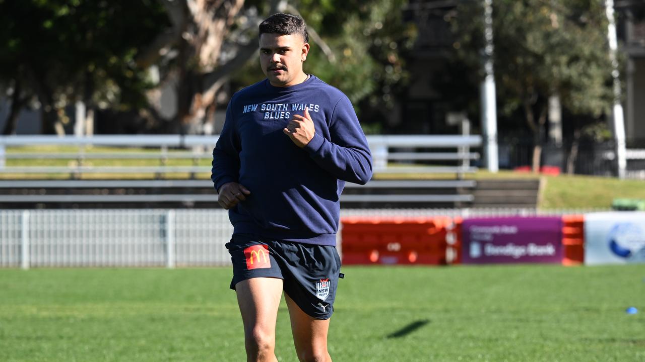 Latrell Mitchell has a jog at NSW training this week. NRL Imagery