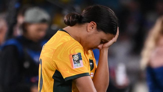 Sam Kerr called for more funding for the sport after the heartbreaking loss. Picture: Franck Fife/AFP