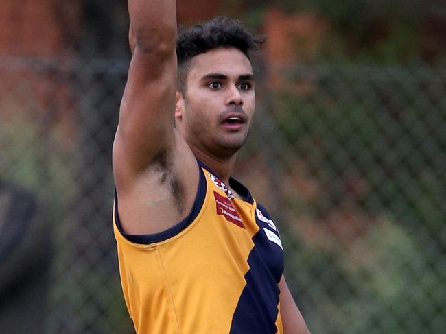 EDFL footy: Strathmore v Pascoe Vale at Strathmore 2 for Strathmore Matthew Knight celebrates a point Picture: Mark Wilson