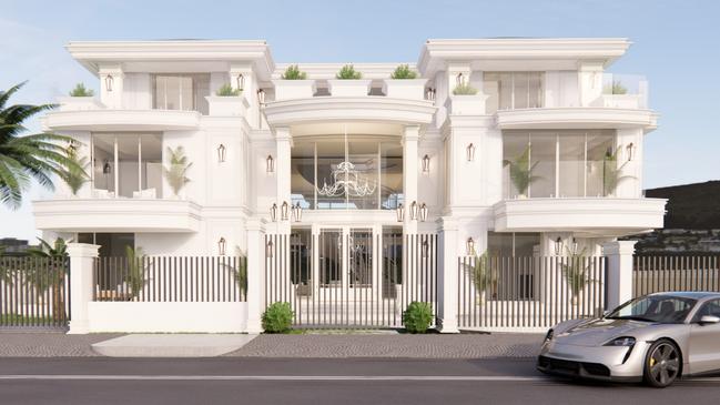 Artist impression of a new mega mansion proposed for Commodore Drive, Paradise Waters on the Gold Coast.