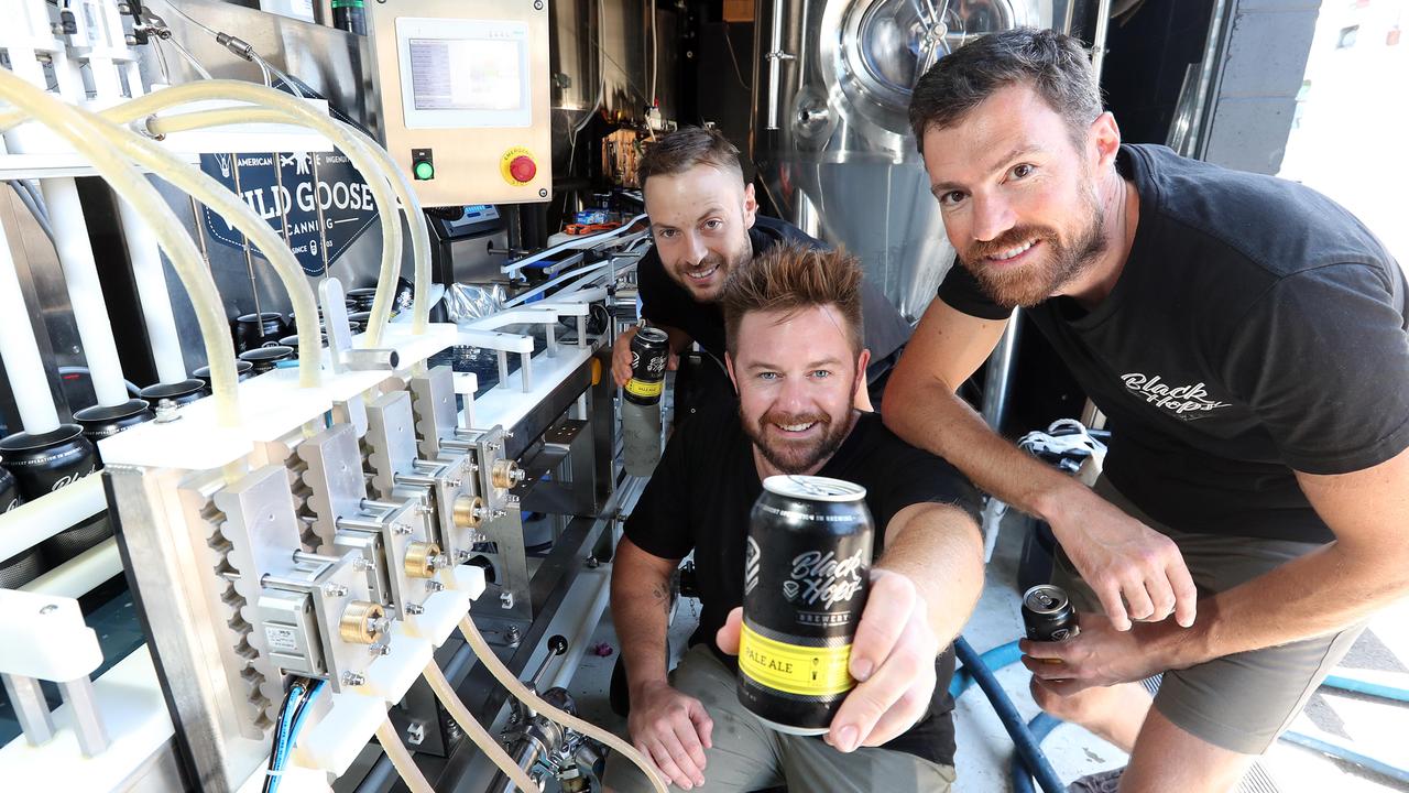 Black Hops Brewery’s former founding mates (from left) Eddie Oldfield, Michael McGovern (Govs) and Dan Norris. Picture: Richard Gosling