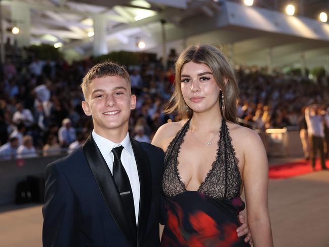 Zane Harrington and Bianca Gilchrist at the Southport State High School Formal at SeaWorld. Picture, Portia Large.