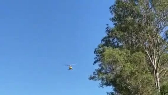 Rescue helicopter leaving scene