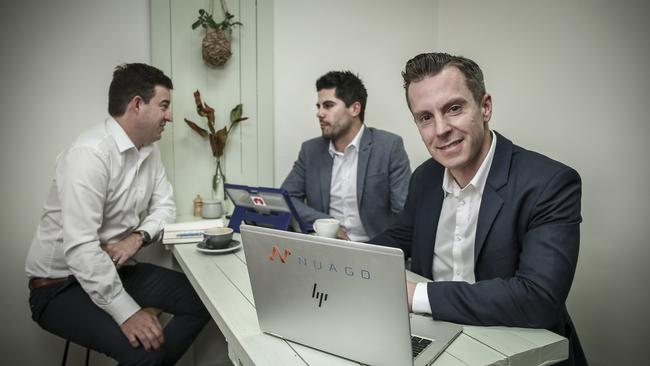 Directors Ben Scholefield (front), Connor O’Rourke and Brendon O’Rourke. Picture: MIKE BURTON/AAP